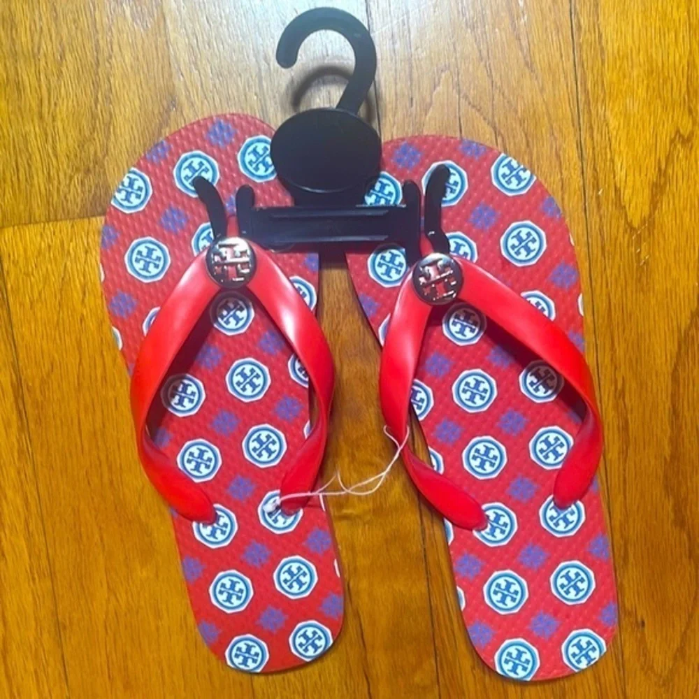 NWOT Tory Burch Classic T Zig Zag Chevron Preppy Herringbone Thong Flip Flop …